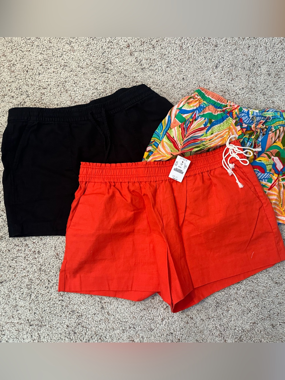 3 pairs Drawstring linen shorts